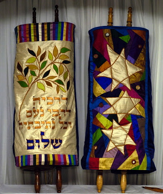 Susan Leviton designed and made new Torah covers - 2007